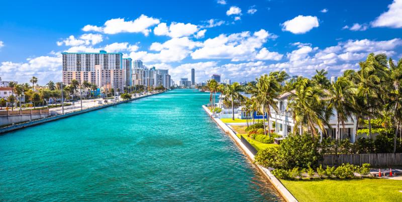 Town of Hollywood waterfront panoramic view, Florida, United states of America
