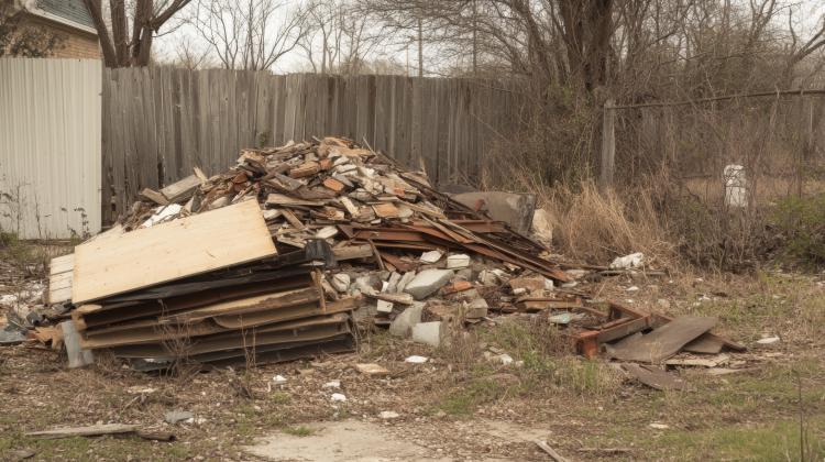 Pile Of Debris In Yard Ready For A Scheduled Winchester VA Junk Removal Services Pickup